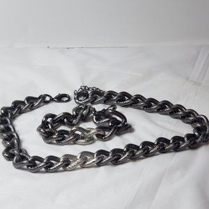 Park Lane Black and Silver Heavy Chain Necklace and Bracelet